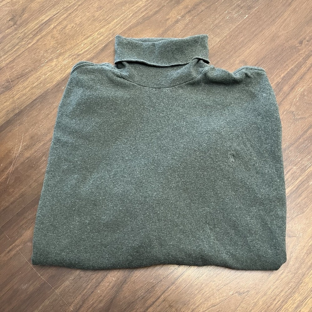 VTG Polo Ralph Lauren Mens Turtleneck Sweatshirt Size XL Gray 100% Cotton